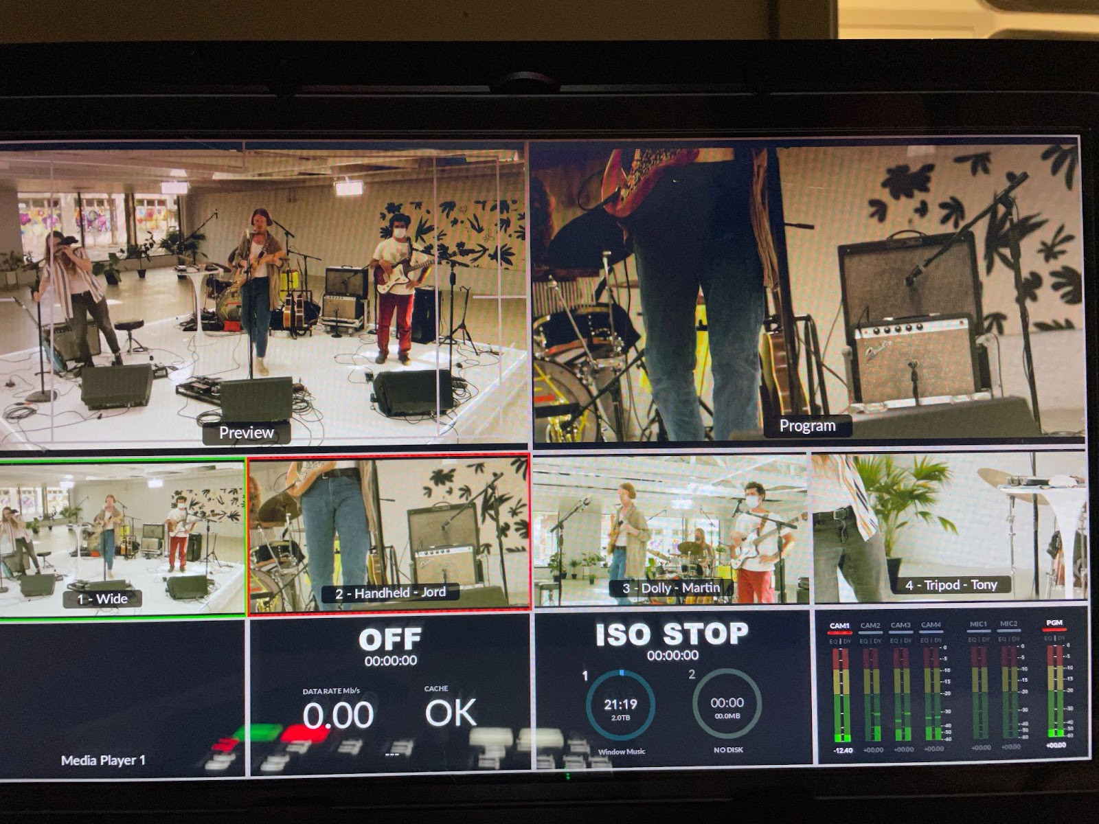 The different camera angles used to film the band