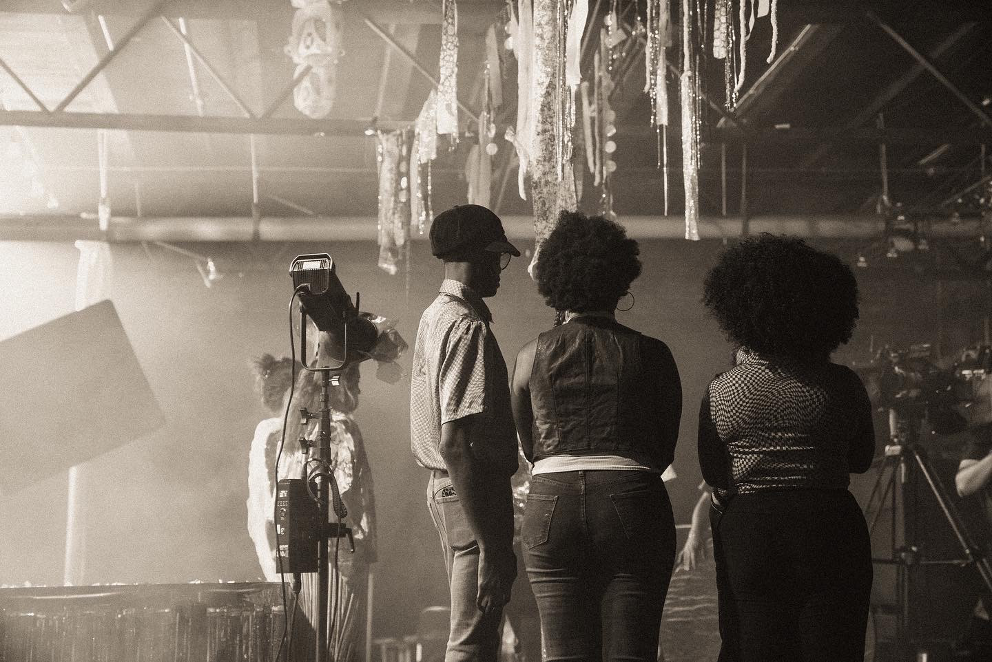 Actors filming a scene