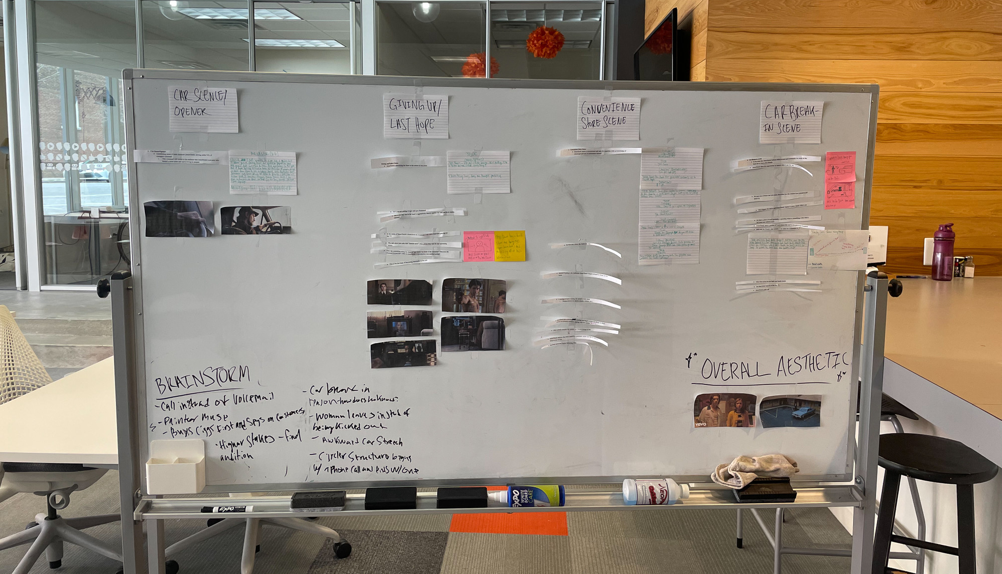 A whiteboard used for brainstorming