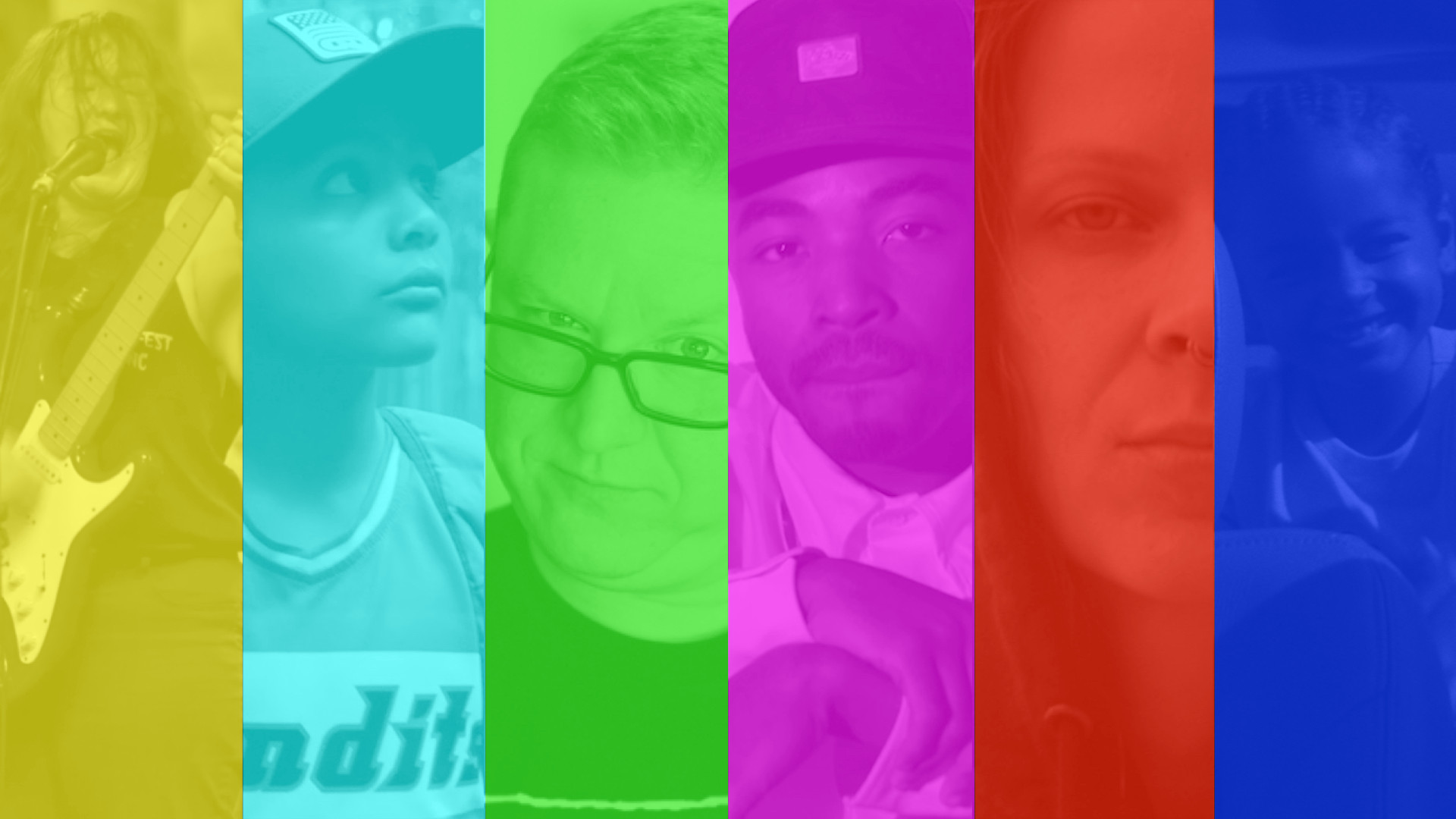 A close up of different faces from the Myriad Originals videos