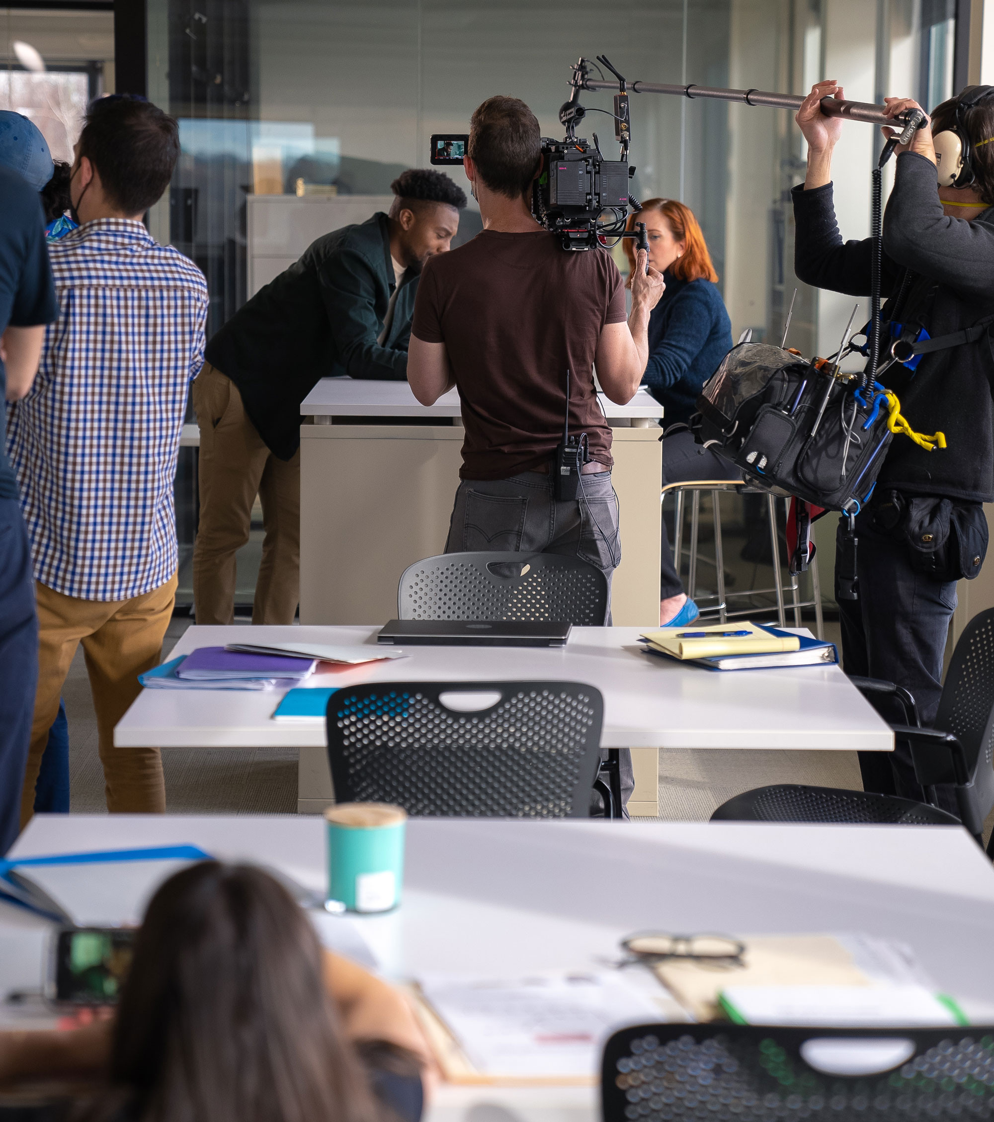 The Myriad crew filming a scene